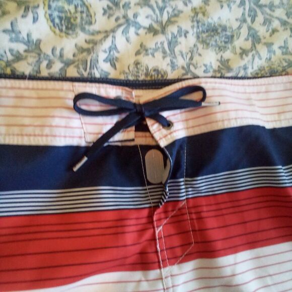 O'NEILL 42" W x 21" OUTSEAM RWB ULTRASUEDE SWIM BOARDSHORTS TIE & 11" INSEAM - Picture 4 of 10